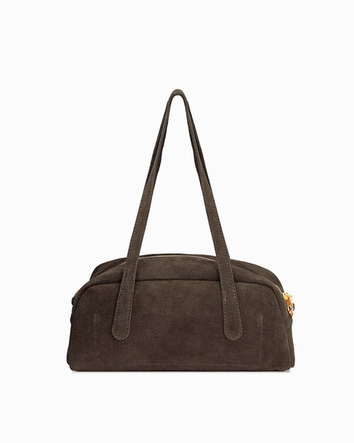 Borsa a mano in camoscio testa di moro, DK BROWN