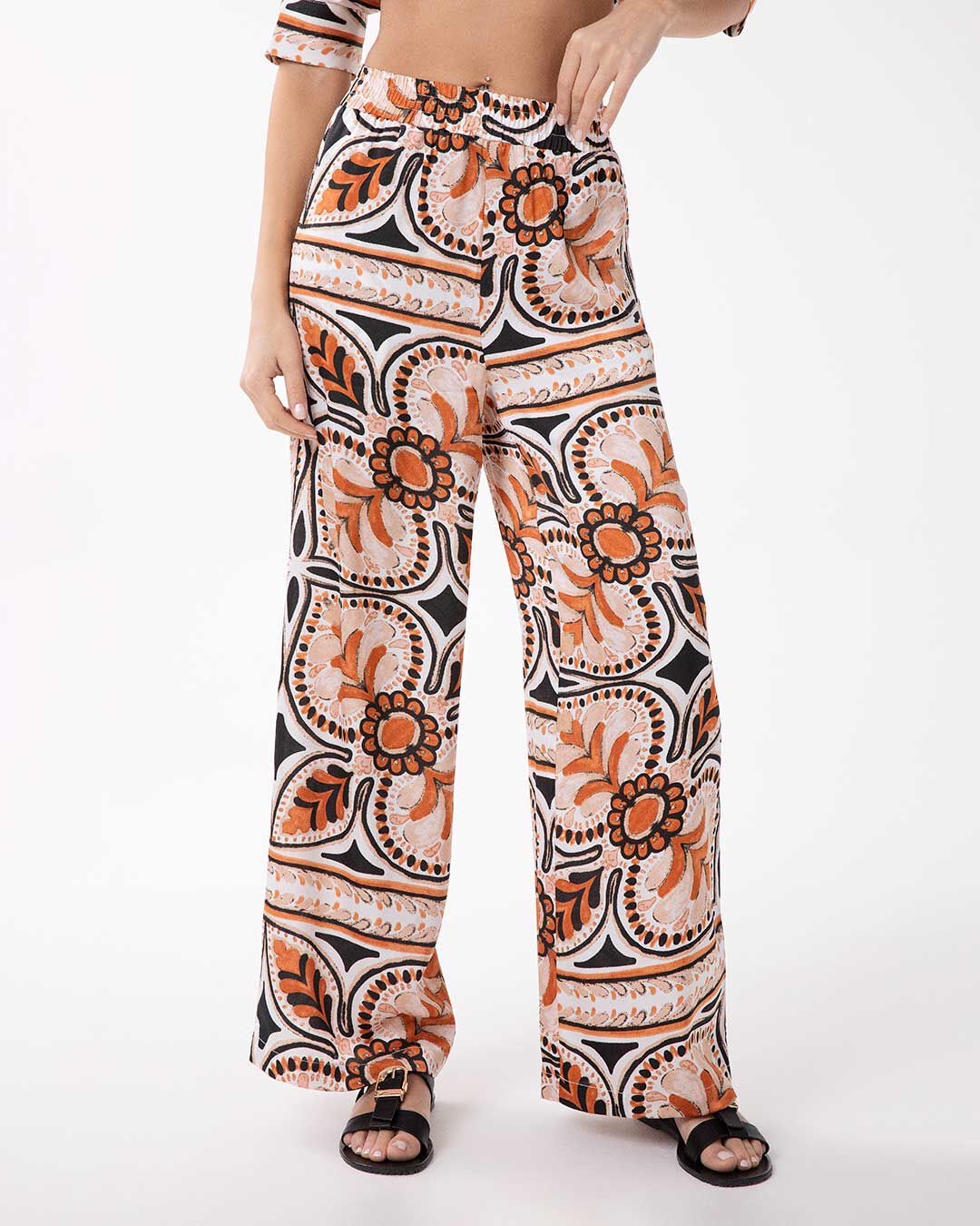 Pantaloni multicolor arancio vivaci