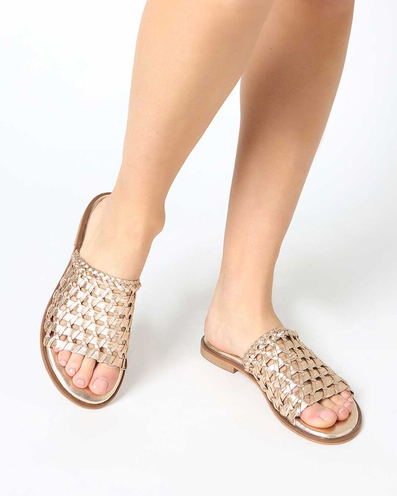 Sandali bassi donna oro in pelle intrecciata image number null