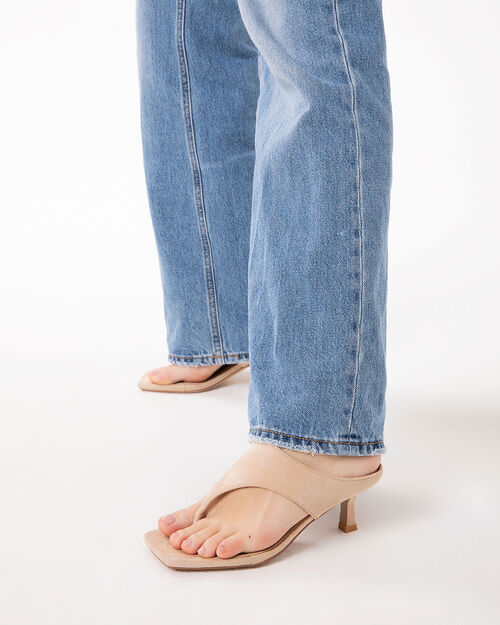 Mules beige open toe tacco 6 cm, BEIGE