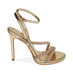 Sandalo con tacco donna oro chic, tacco 10,5 cm, Primadonna, 252133425LPOROG035, 001 preview