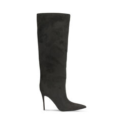 Bottes noires en microfibre avec talon de 10 cm, Primadonna, 262104501MFNERO035, 001a