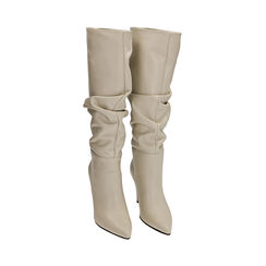 Botas color crema grabadas en piel, tacón de 10 cm, Special Price, 20L660010PEPANN035, 002 preview