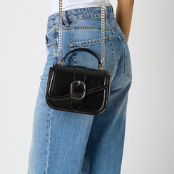 Mini bag nera lucida con tracolla removibile, Primadonna, 26D519931EUNEROUNI, 002a