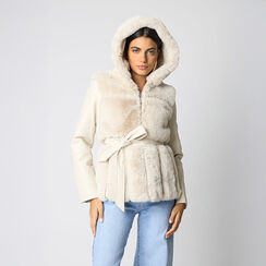 Giacca in pelo sintetico color panna, Primadonna, 268502310FUPANNL, 002a