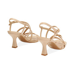 Sandalia con tacón mujer beige entrelazada, Primadonna, 252164801EPBEIG035, 004 preview