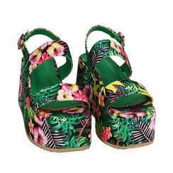 Sandali fiorati, zeppa 8 cm , 192710802CAFIOR037, 002a
