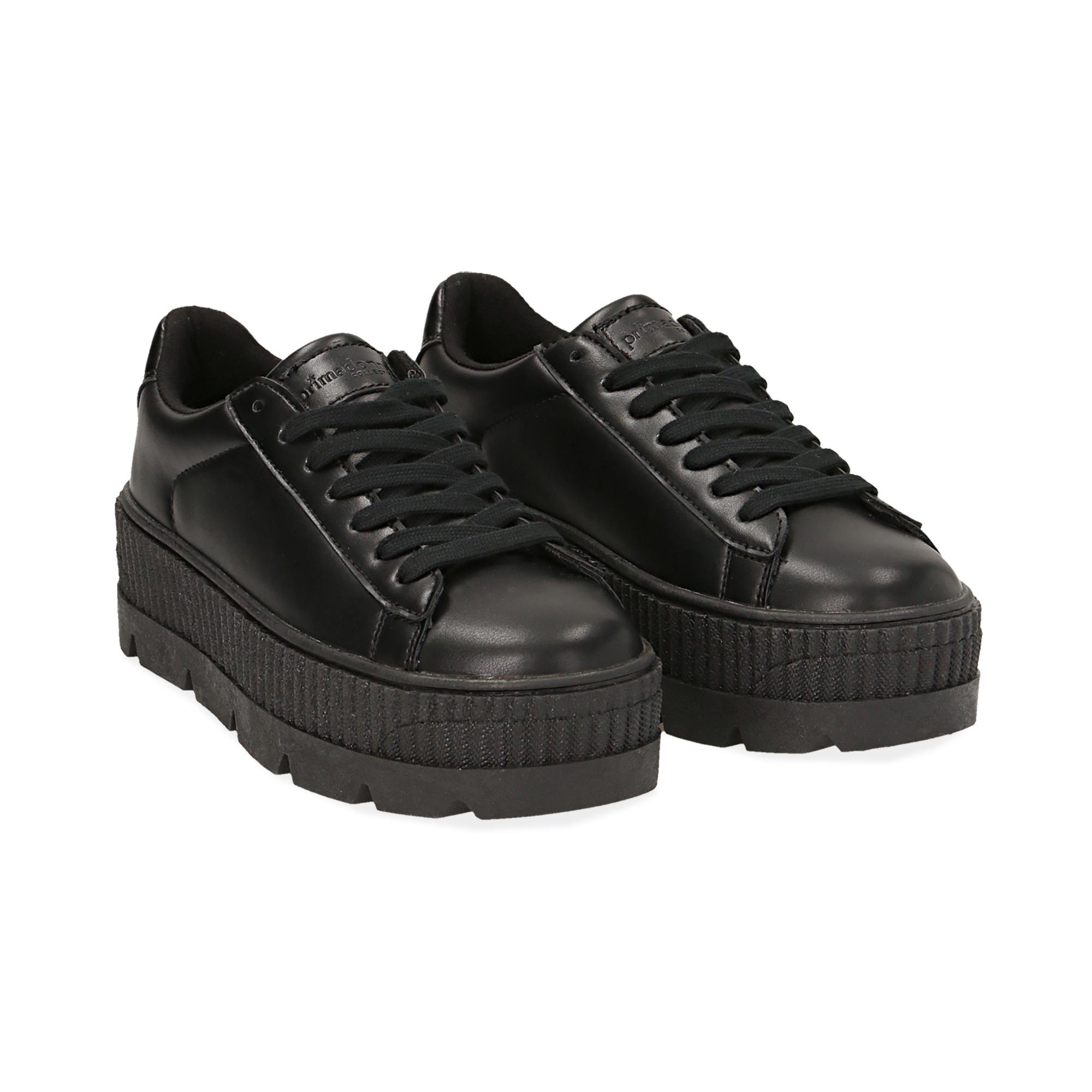 Sneakers platform nere in eco-pelle, zeppa 5 cm | Primadonna Collection
