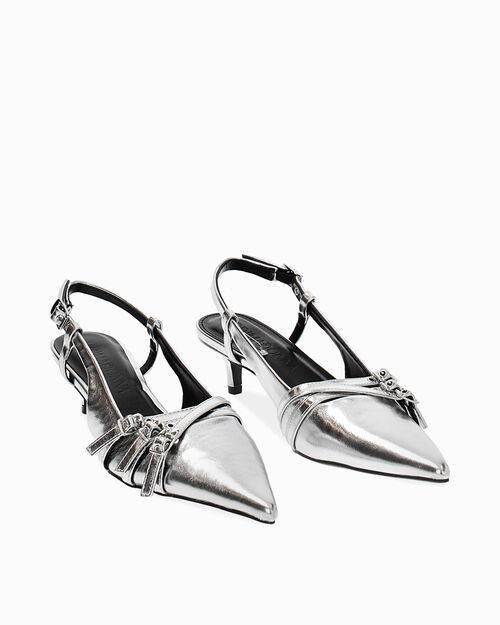 D&eacute;collet&eacute; slingback argent&eacute; &eacute;l&eacute;gantes, SILVER