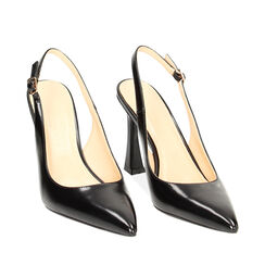 Décolleté slingback abrasivate nere, tacco 9,5 cm, Primadonna, 232193501ABNERO035, 002a