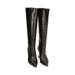 Stivali neri in pelle, tacco 8,5 cm , Primadonna, 20A555021PENERO036, 002 preview