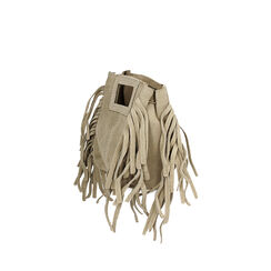 Mini bag squadrata da donna in camoscio taupe con frange, Primadonna, 250804775CMTAUPUNI, 002a