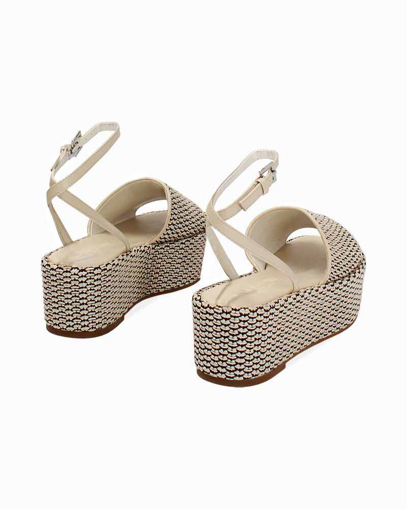Zeppe donna panna nere in raffia image number null