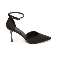 Décolleté con correas negras en tejido, Tacòn 8,5 cm, Primadonna, 222162830LYNERO035, 001 preview