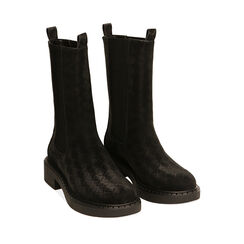 Botines Chelsea negro en microfibra nabuk, tacón 4 cm , Special Price, 180624306MNNERO035, 002a