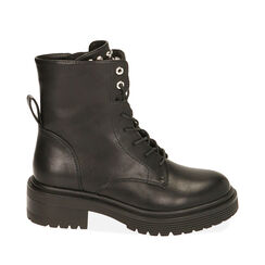 Botas militares negras, tacón de 5 cm., 200624806EPNERO036, 001a