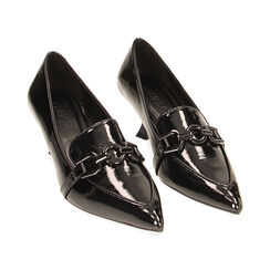Mocassini neri in naplak, tacco 5,7 cm, Primadonna, 224934908NPNERO036, 002 preview