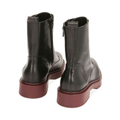 Anfibi neri in pelle, tacco 4 cm , Special Price, 187245018PENERO036, 004 preview