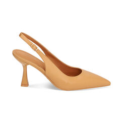 Décolleté slingback camel, tacco 8 cm, Primadonna, 234934803EPCAME035, 001 preview