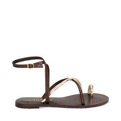 Sandales basses femme marron en python, Primadonna, 254995606PTMARR035, 001a