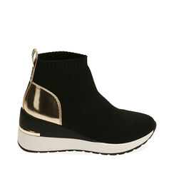 Slip-on nere, zeppa 7 cm, 217516533TSNERO035, 001a