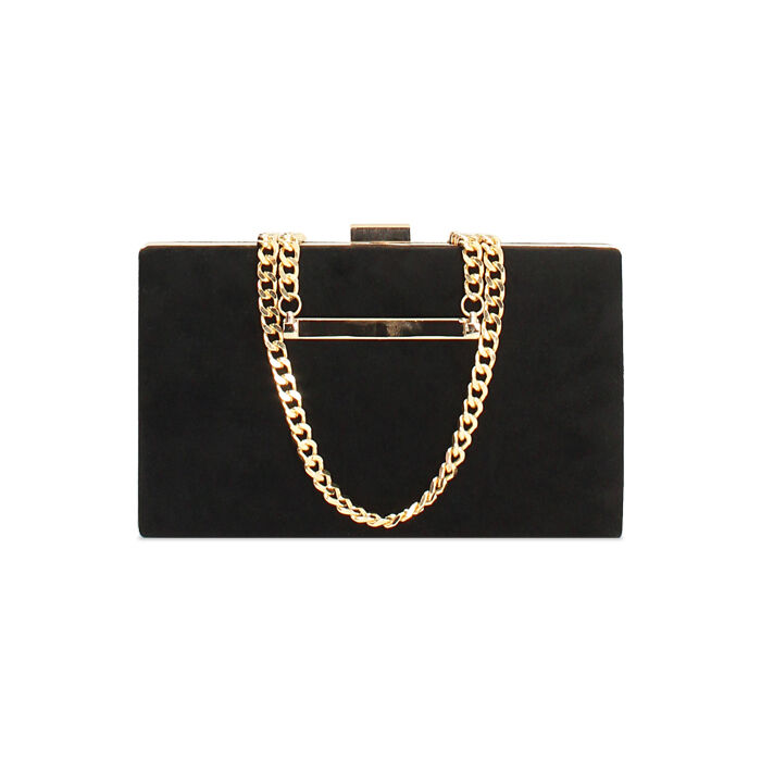 Clutch nera in microfibra con catenella, Primadonna, 261101951MFNEROUNI