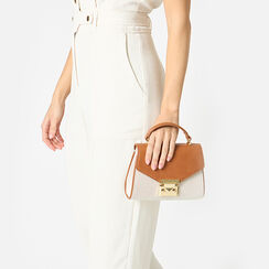 Mini bolsa mujer beige en lona, Primadonna, 255130086CABEIGUNI, 002a