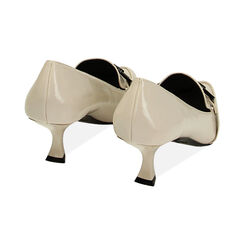 Mocassini panna in naplak, tacco 5,7 cm, Primadonna, 224934908NPPANN037, 003 preview