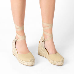 Alpargatas de mujer taupe en lona, Primadonna, 254920101CATAUP035, 002a