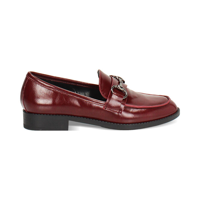 Mocassini bordeaux con morsetto e suola in gomma, Primadonna, 264904755EUBORD036