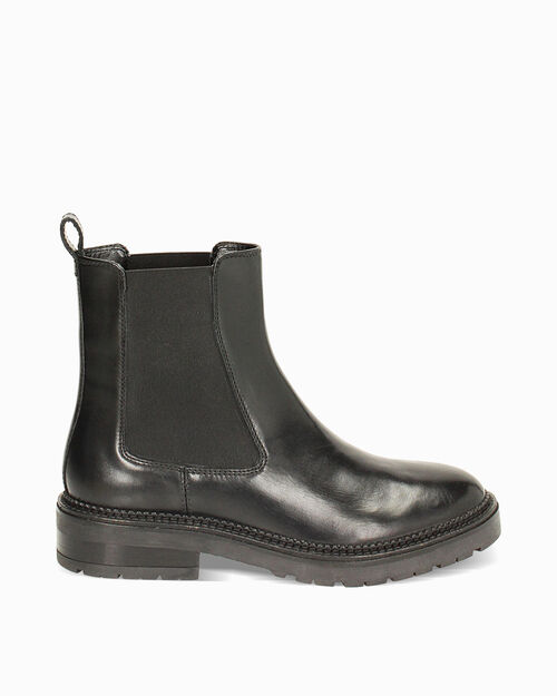 Beatles neri in pelle con suola in gomma, BLACK