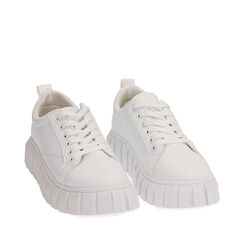 Sneakers blancos, cuña 3,5 cm, Primadonna, 18K621055EPBIAN036, 002a