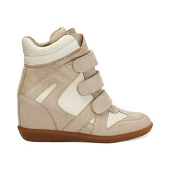 Sneakers beige tacco 7 cm, Primadonna, 270625801MFBEIG037, 001 preview