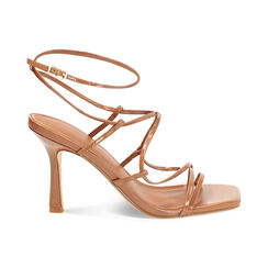 Sandalo donna marrone in vernice, tacco 9 cm, Primadonna, 25O863495VEMARR035, 001 preview