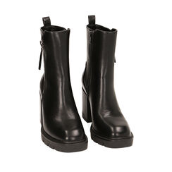 Stivaletti neri con zip, tacco 8,9 cm, Primadonna, 220831101EPNERO036, 002a
