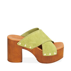 Sandali verdi in camoscio, tacco 9 cm, Primadonna, 214387855CMVERD036, 001a