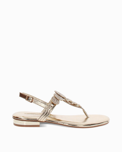 ZAPATOS FLAT LAMINADO PIEDRAS OROG, GOLD
