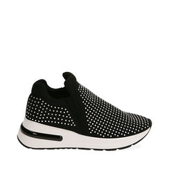 Slip-on nero/bianco in lycra con strass, Primadonna, 202816502LYNEBI036, 001a
