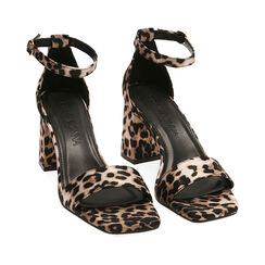 Sandales en satin léopard, talon 7 cm , 194946335RSLEOP038, 002a
