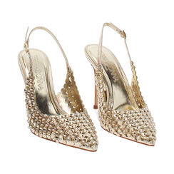 Zapatos descubiertos tipo slingback para mujer dorados con piedras, Primadonna, 252130643LPOROG035, 003 preview