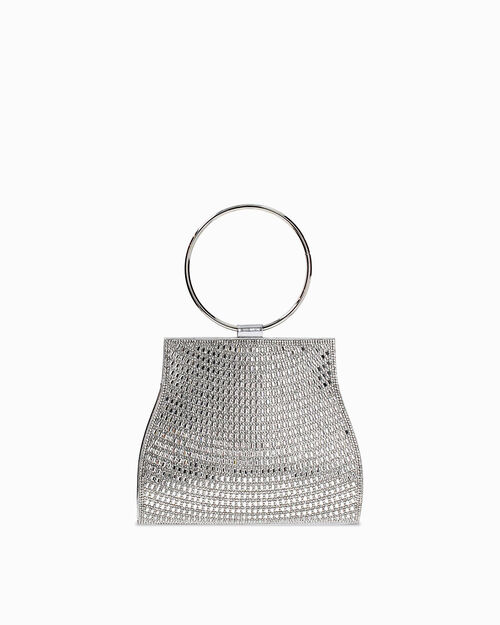 Mini bag argento con pietre, SILVER