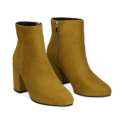 Ankle boots gialli in microfibra, tacco 7,5 cm , Stivaletti, 142762715MFGIAL, 002 preview