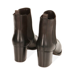 Chelsea boots testa di moro in pelle, tacco 6,5 cm , Primadonna, 209404554PEMORO035, 003 preview