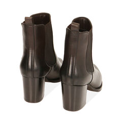 Botines Chelsea de piel marrón oscuro, tacón de 6,5 cm, Primadonna, 209404554PEMORO035, 003 preview