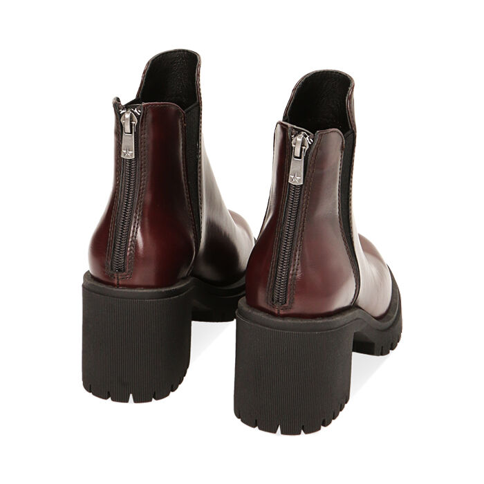 Stivaletti donna Chelsea bordeaux abrasivato tacco 7 cm