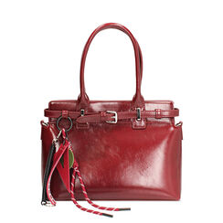 Borsa a mano bordeaux lucida con charms, Primadonna, 261681277EUBORDUNI, 001 preview