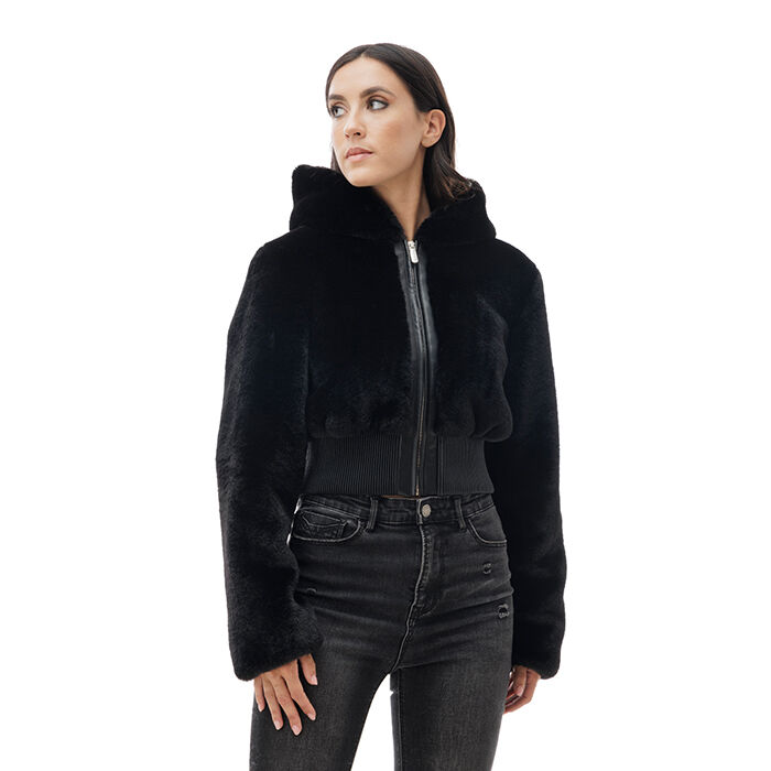 Pelliccia nera corta a manica lunga Primadonna Collection