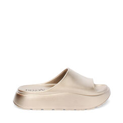Sandalias de playa para mujer doradas en PVC, Primadonna, 254740613PVOROG036, 001a