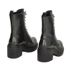 Anfibi neri in pelle, tacco 5 cm, Primadonna, 22N507222PENERO037, 003 preview