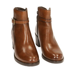 Bottines en cuir cognac, talon 6 cm , Primadonna, 20L923045PECOGN036, 002a